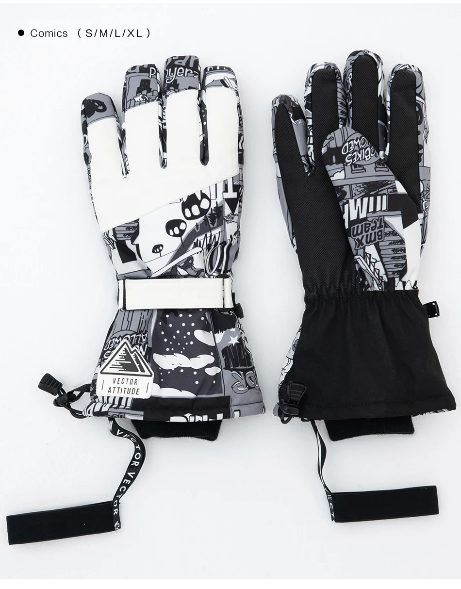Extra Thick Men Women 2-IN-1 Mittens Ski Gloves Snowboard Snow Winter Sports Warm Waterproof Windproof Skiing Faux Leather Plam