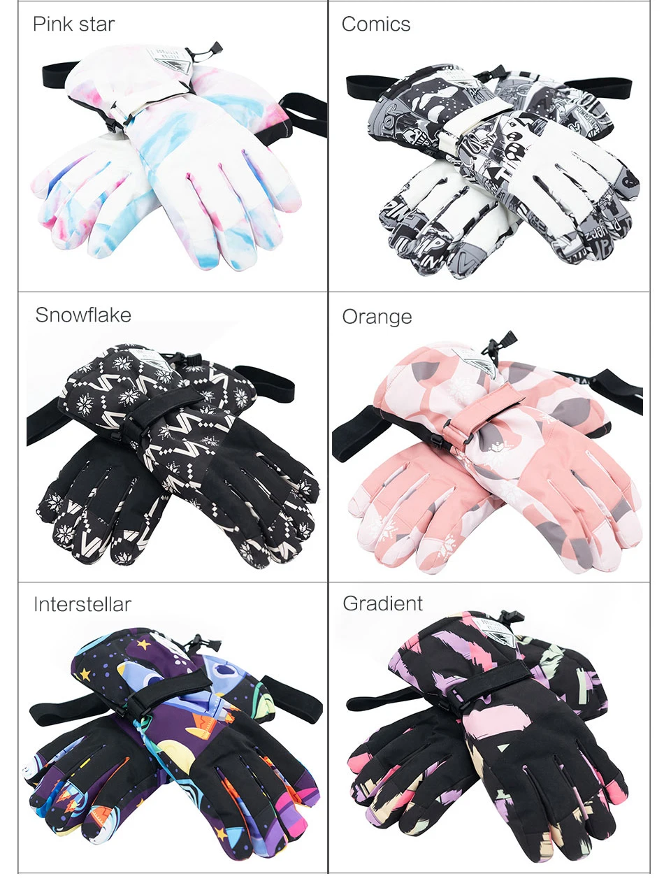 Extra Thick Men Women 2-IN-1 Mittens Ski Gloves Snowboard Snow Winter Sports Warm Waterproof Windproof Skiing Faux Leather Plam