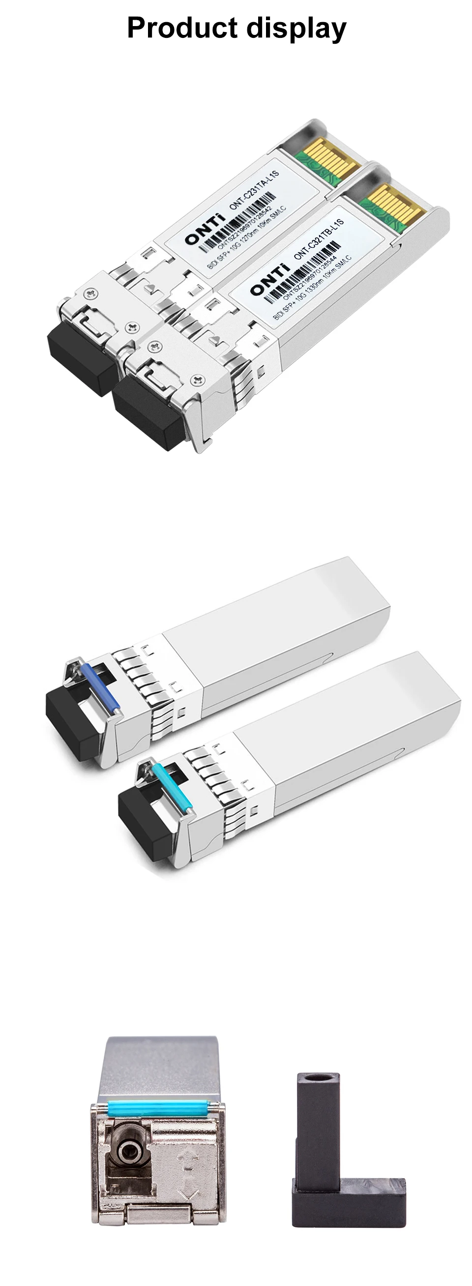 ONTi 10G BIDI SM LC WDM SFP+ Module 1270/1330nm Single Mode 10-80KM Fiber Optic Module Compatible with Cisco Switch