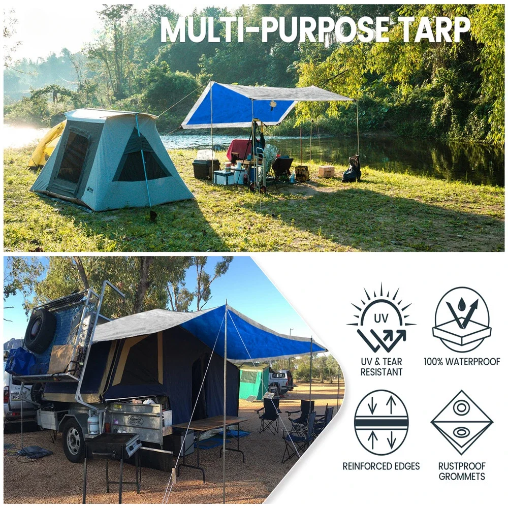 Tarpaulin Waterproof Canopy Heavy Duty Tarp Sheet Cover with Grommet Multi Rain Cover For Outdoor Terrace Plant Garden Porch