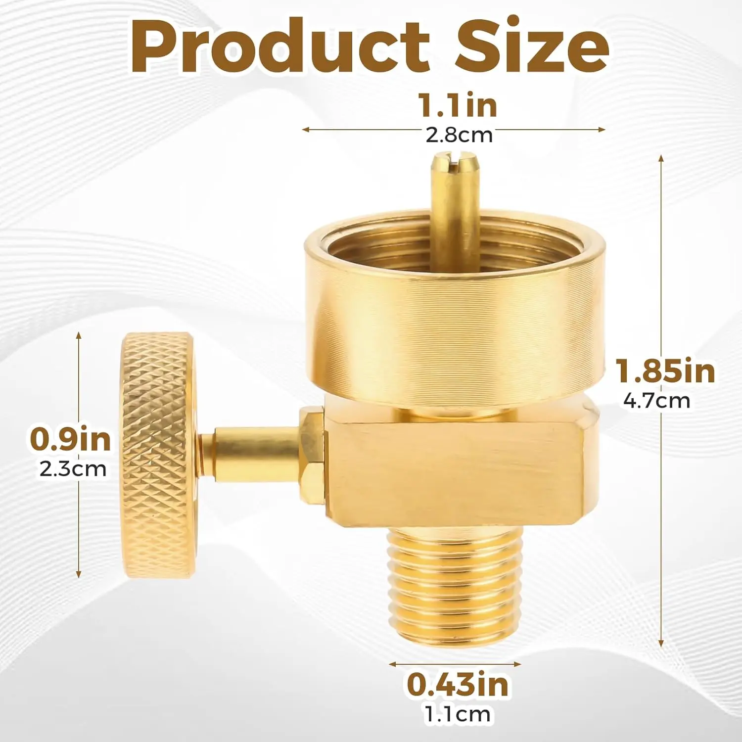 Solid Brass 1LB Propane Gas Disposal Cylinder Bottle Adapter Valve +1/4"NPT Male & M8*1 Female Thread Grill Fire Pit Stove BBQ