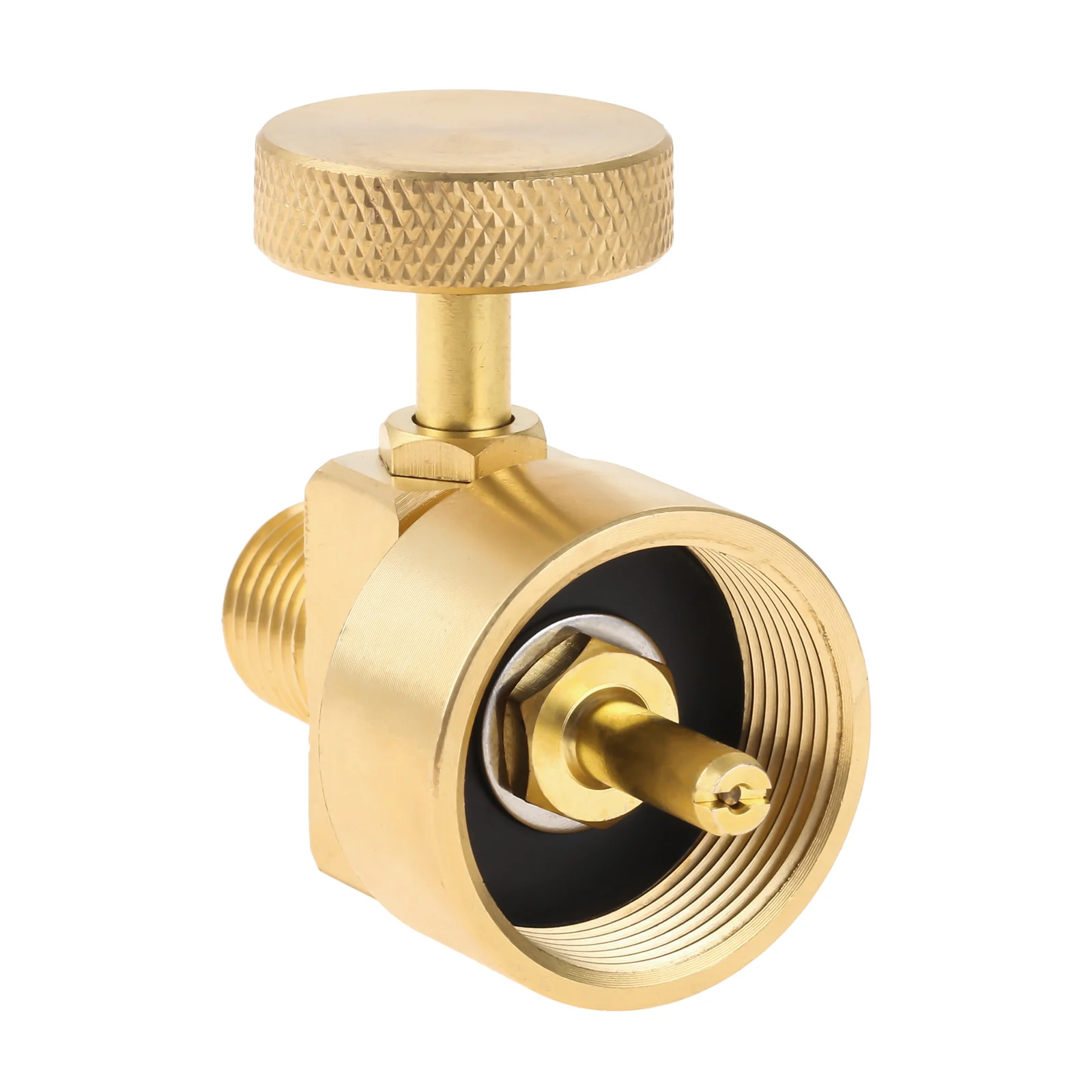 Solid Brass 1LB Propane Gas Disposal Cylinder Bottle Adapter Valve +1/4"NPT Male & M8*1 Female Thread Grill Fire Pit Stove BBQ