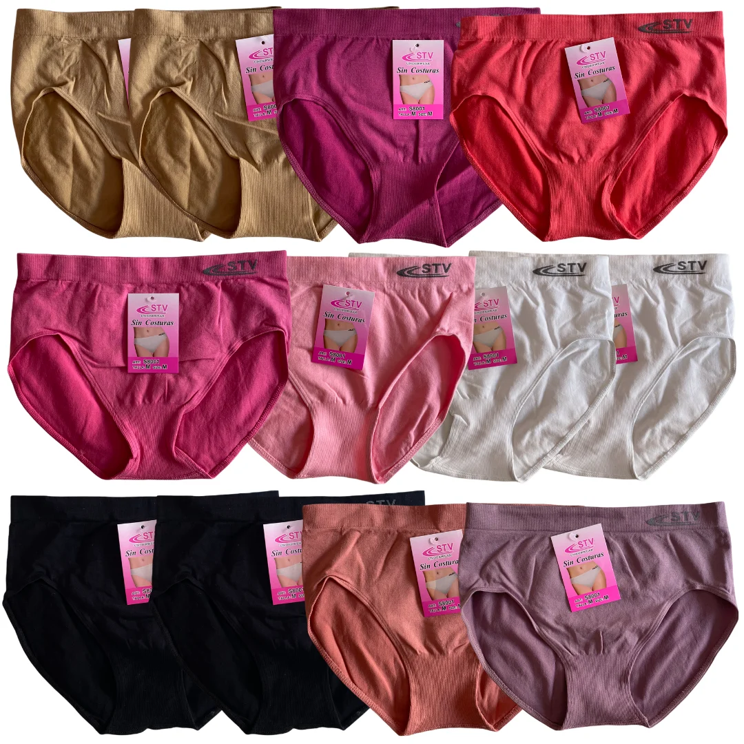 Krown- Women's Panties, Pack of 12 Basic Classic Women's Seamless Lycra Panties Invisible Effect Assorted Solid Color