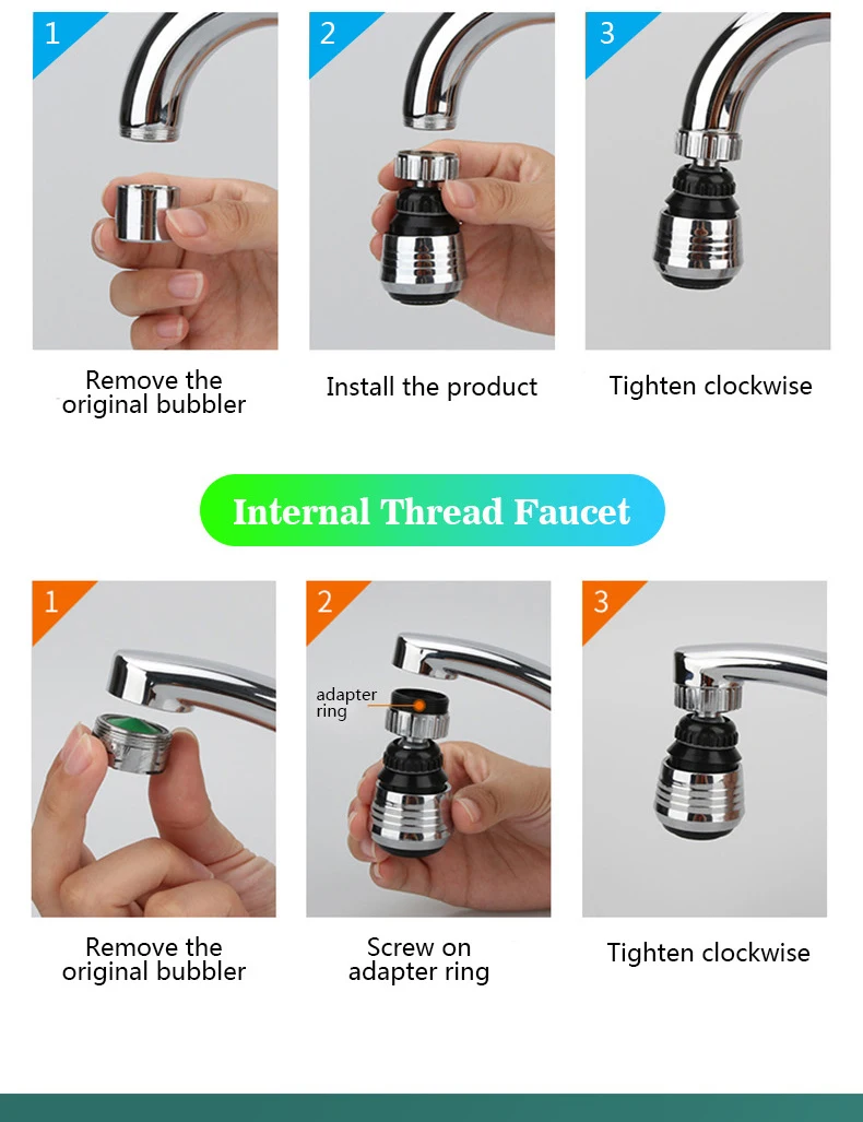 Kitchen Faucet Nozzle Extender Sink Water Tap Nozzle Filter Bubbler Faucet Aerator Attachment Home Bathroom Toilet Accessories