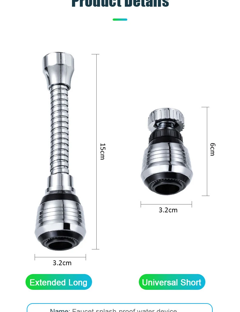 Kitchen Faucet Nozzle Extender Sink Water Tap Nozzle Filter Bubbler Faucet Aerator Attachment Home Bathroom Toilet Accessories