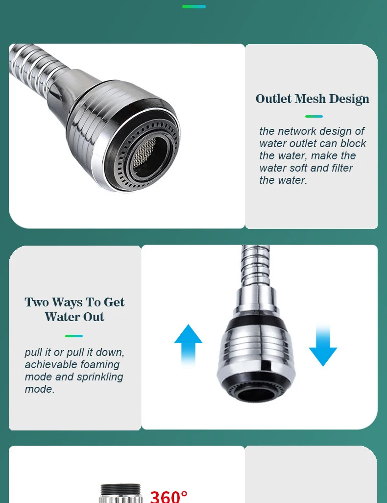 Kitchen Faucet Nozzle Extender Sink Water Tap Nozzle Filter Bubbler Faucet Aerator Attachment Home Bathroom Toilet Accessories