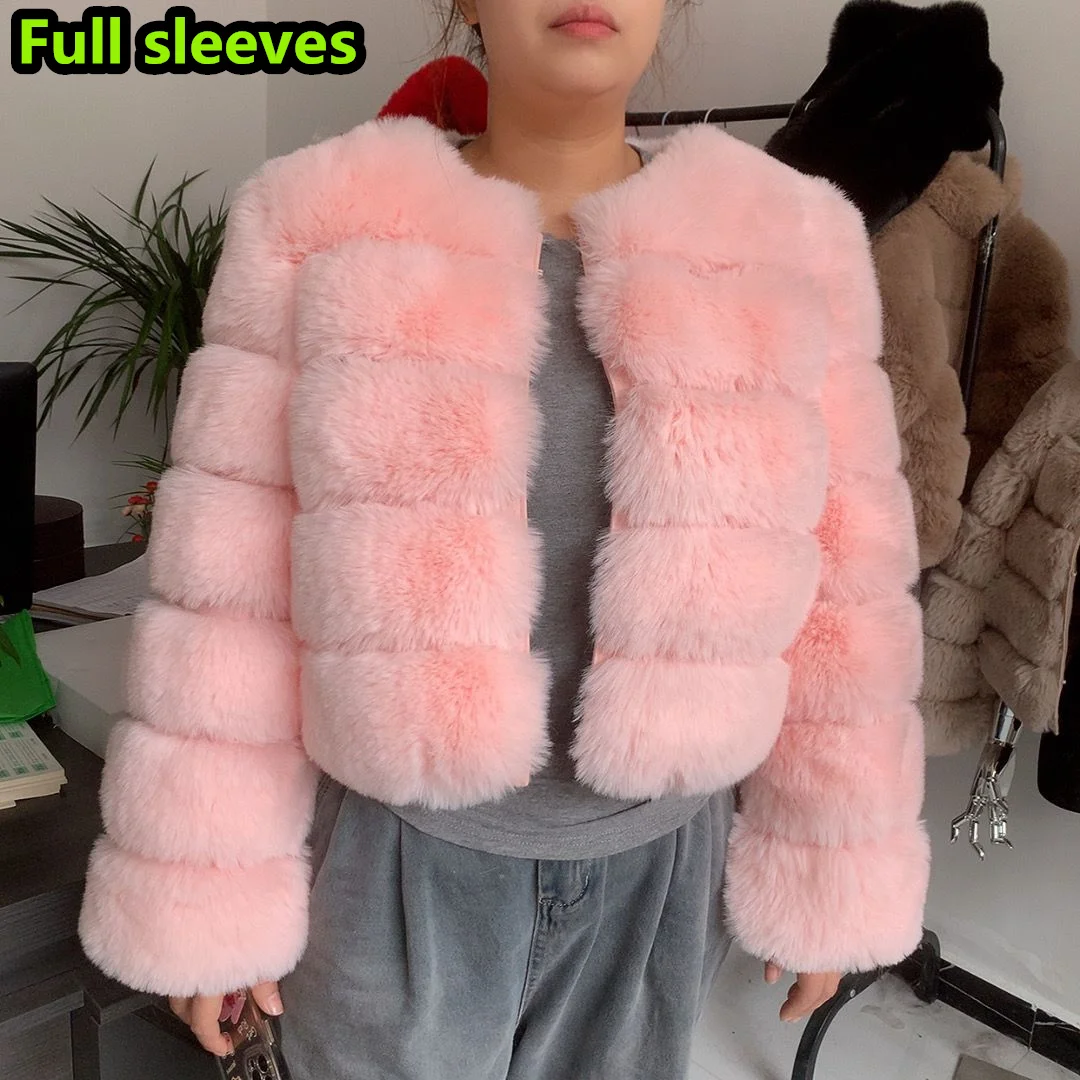 Women's Fashion Faux Fur Coat Super Hot Autumn Winter Women Short Faux Fox Fur Fluffy Jacket High Quality 7XL Ladies Furry Coats