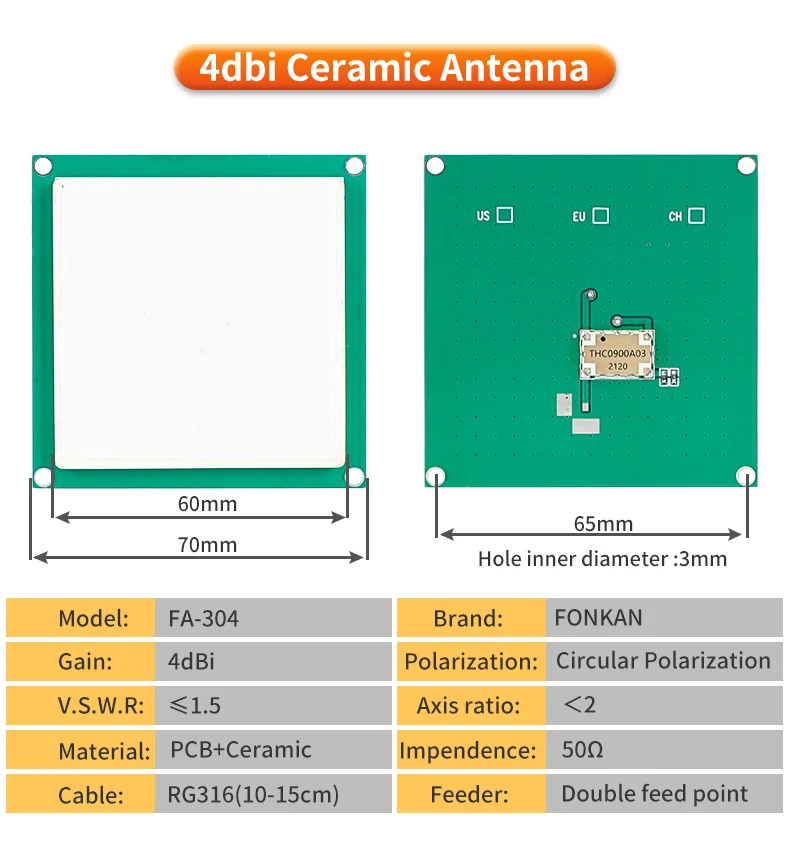 UHF RFID Circular Ceramic Antenna Use for Access Control UHF RFID Reader Small Antenna with SMA MMCX TNC for UHF RFID Reader