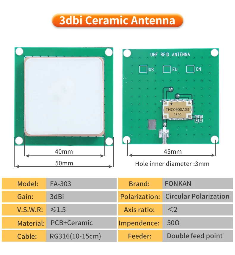 UHF RFID Circular Ceramic Antenna Use for Access Control UHF RFID Reader Small Antenna with SMA MMCX TNC for UHF RFID Reader