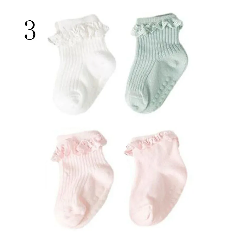 4Pair/lot new baby children's non-slip autumn winter cotton socks solid color baby foot socks