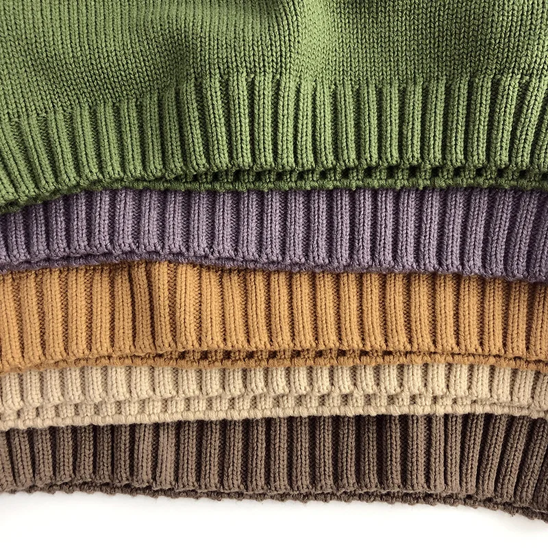 2026 Spring New Pure Cotton Solid Kids Sweaters Vintage Boys Pullover Knitwear for 1-7 Years Toddler Girls Sweater Shirt Outwear