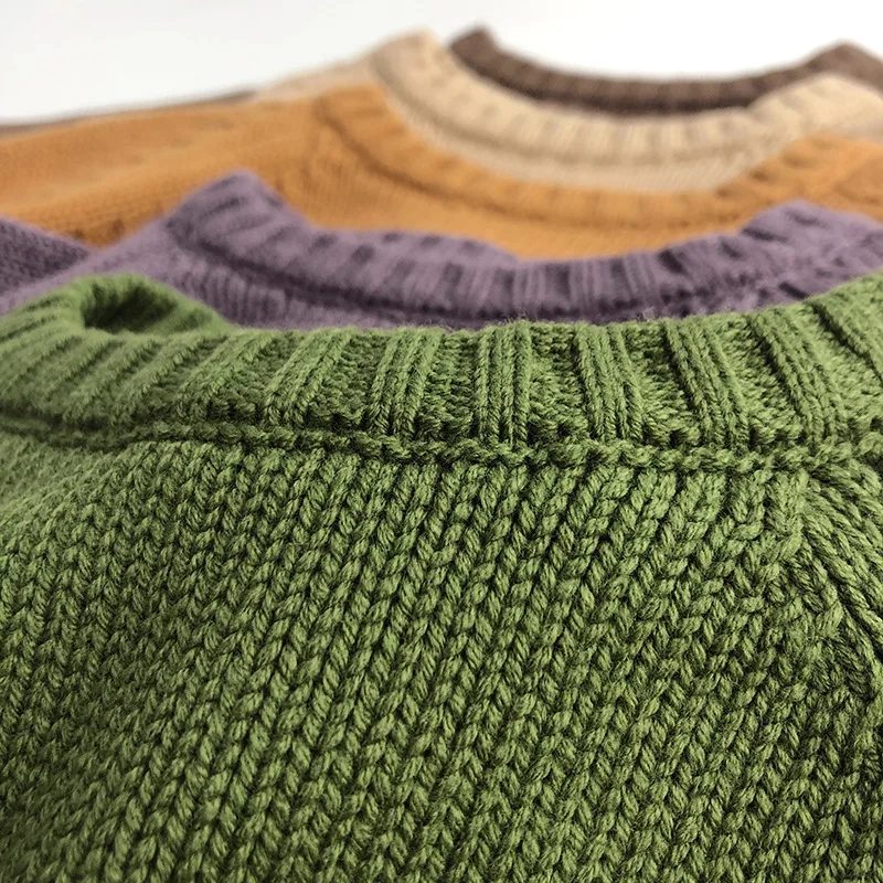 2026 Spring New Pure Cotton Solid Kids Sweaters Vintage Boys Pullover Knitwear for 1-7 Years Toddler Girls Sweater Shirt Outwear