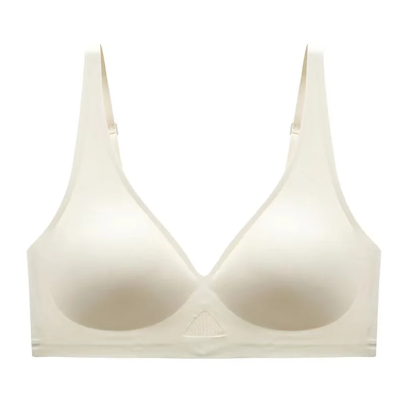 V-neck Push-Up Bras For Women Non-wire Bra Seamless Underwear Invisible Padded Bralette Breathable Mesh Patchwork Lingerie S-XL