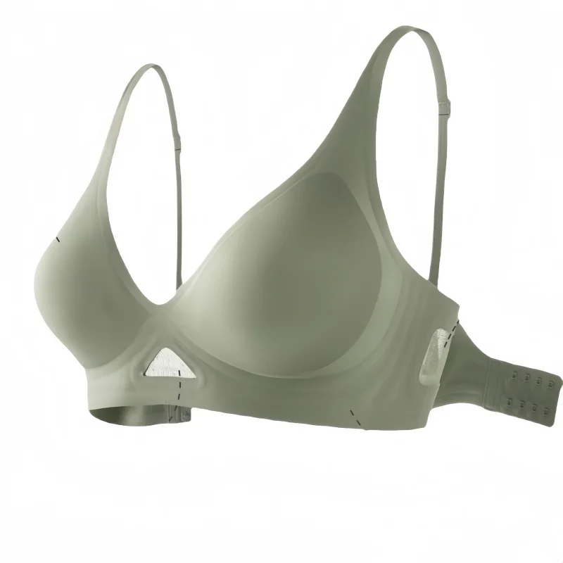 V-neck Push-Up Bras For Women Non-wire Bra Seamless Underwear Invisible Padded Bralette Breathable Mesh Patchwork Lingerie S-XL