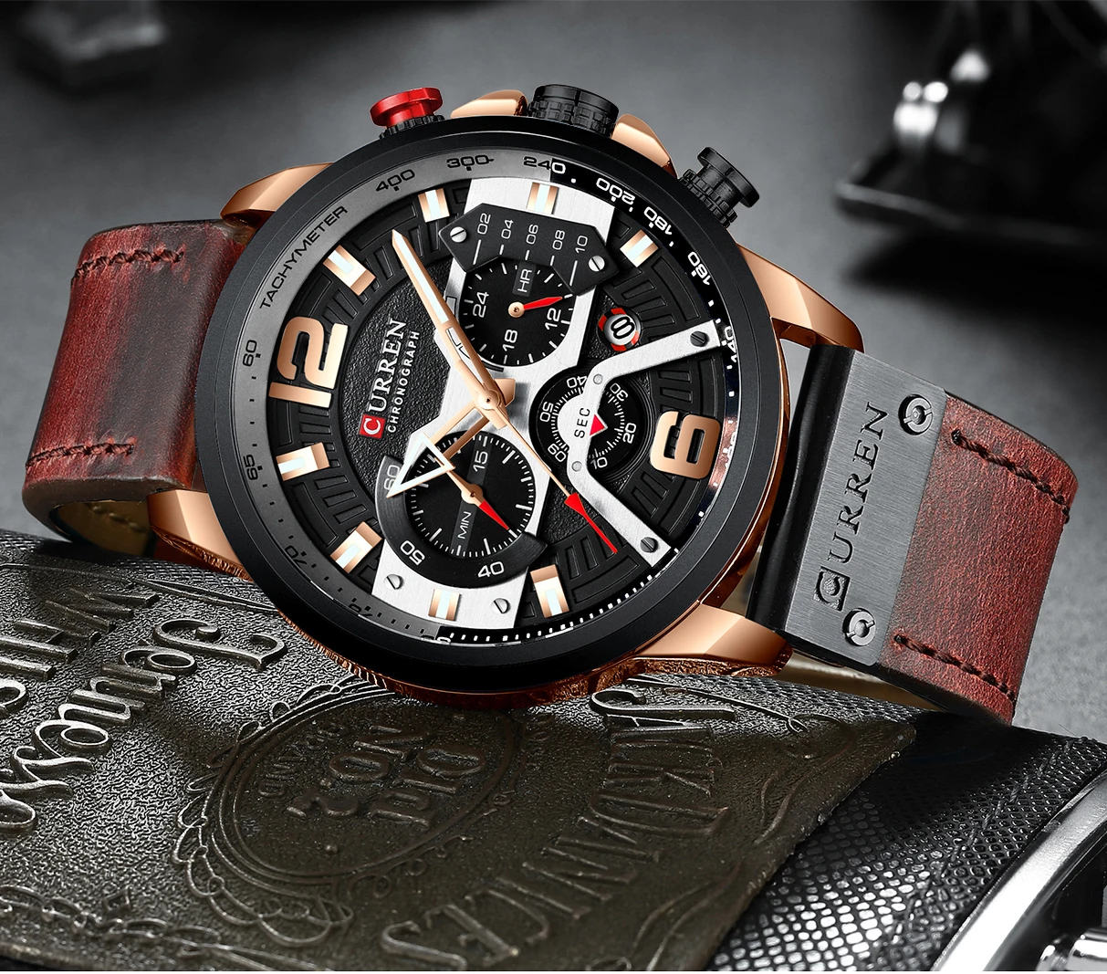 CURREN Casual Sport Watches for Men Top Brand Luxury Military Leather Wrist Watch Man Clock Fashion Chronograph Wristwatch