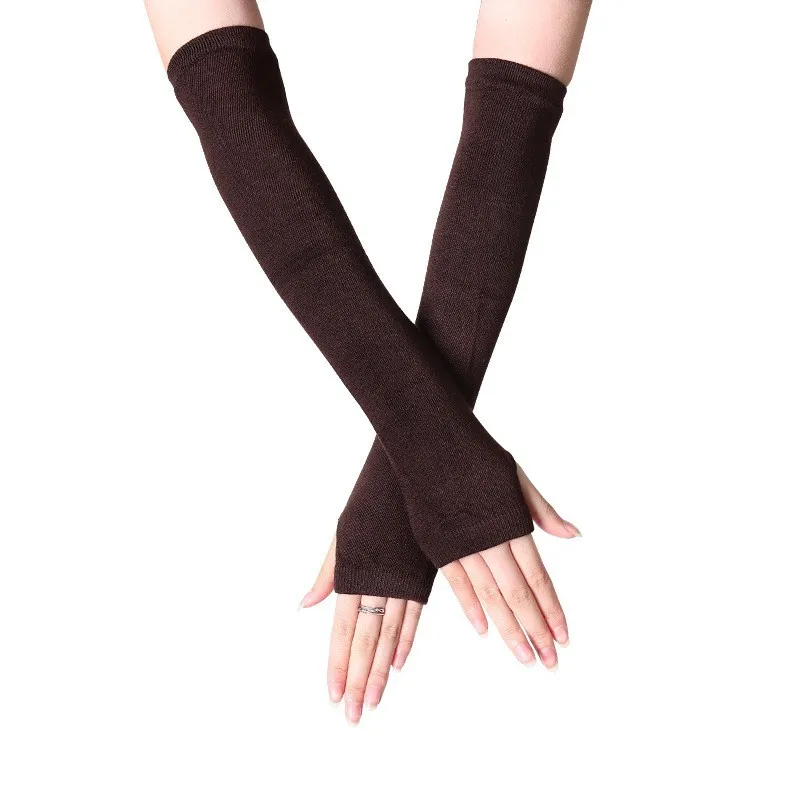 Unisex Long Fingerless Gloves Gloves Arm Cover Striped Cotton Wrist Sleeves Arm Warmer Sleeve Knitted Gloves Womens Fingerless