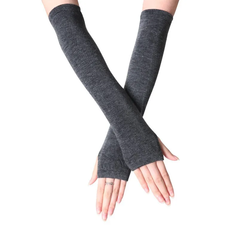 Unisex Long Fingerless Gloves Gloves Arm Cover Striped Cotton Wrist Sleeves Arm Warmer Sleeve Knitted Gloves Womens Fingerless