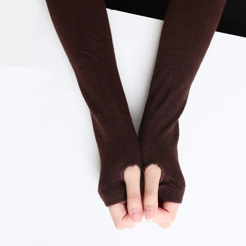 Unisex Long Fingerless Gloves Gloves Arm Cover Striped Cotton Wrist Sleeves Arm Warmer Sleeve Knitted Gloves Womens Fingerless