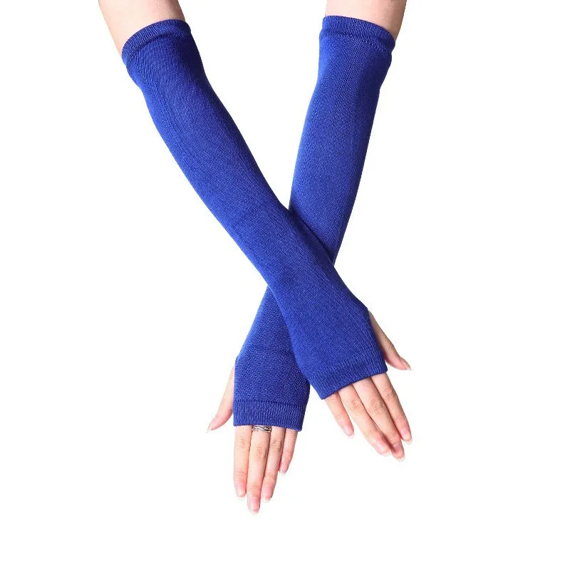 Unisex Long Fingerless Gloves Gloves Arm Cover Striped Cotton Wrist Sleeves Arm Warmer Sleeve Knitted Gloves Womens Fingerless