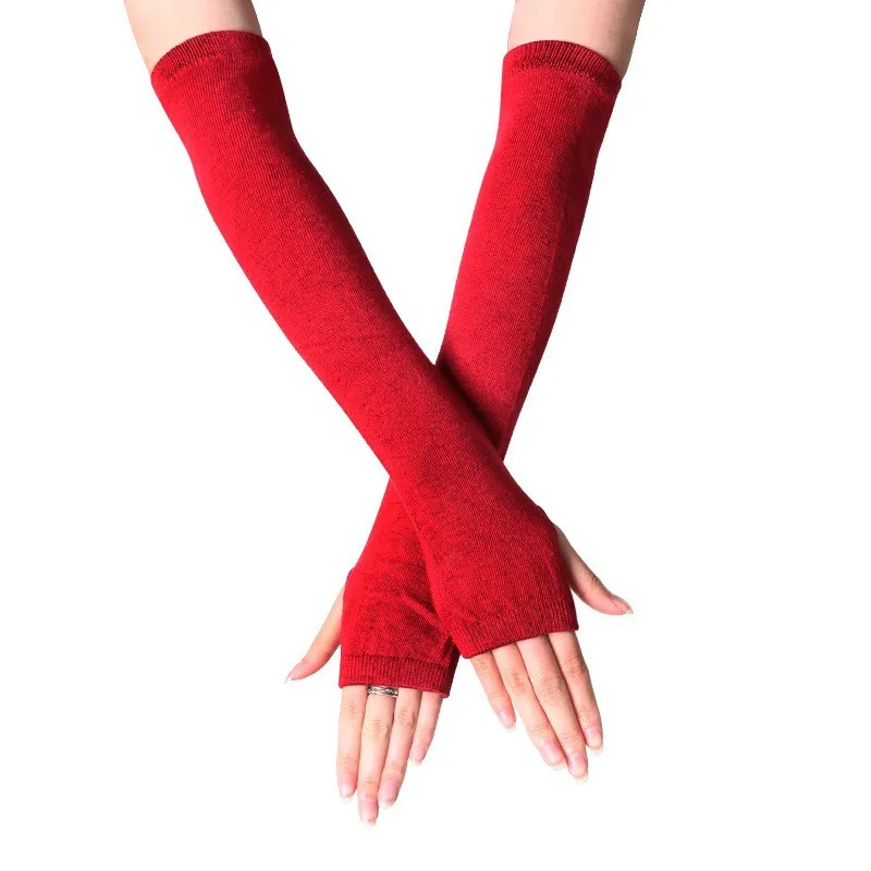 Unisex Long Fingerless Gloves Gloves Arm Cover Striped Cotton Wrist Sleeves Arm Warmer Sleeve Knitted Gloves Womens Fingerless