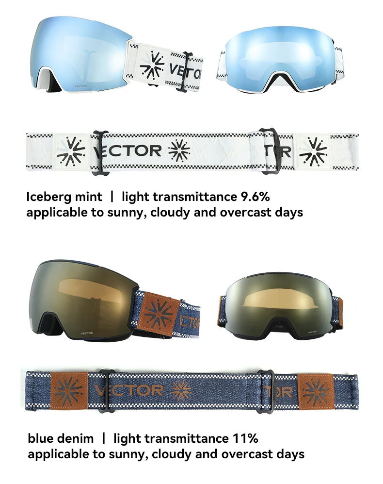 VECTOR Ski Goggles Men Snowboard Glasses Women Winter Outdoor Snow Sunglasses UV400 Double Layers Lens Anti-Fog Skiing Goggles
