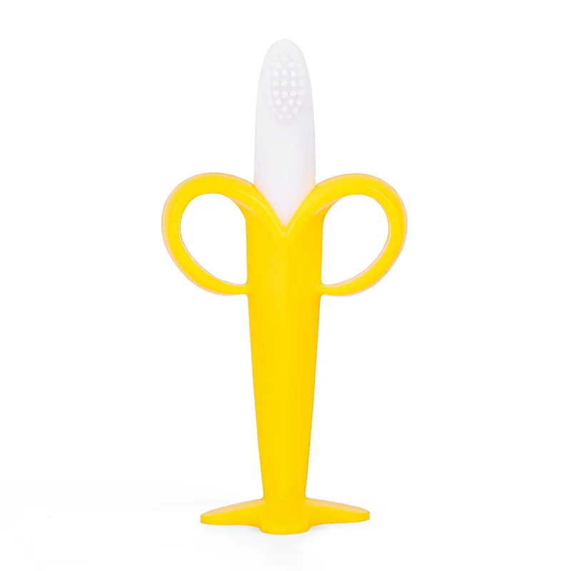 Baby Silicone Training Toothbrush BPA Free Banana Shape Safe Toddle Teether Chew Toys Teething Ring Gift Infant Baby Chewing