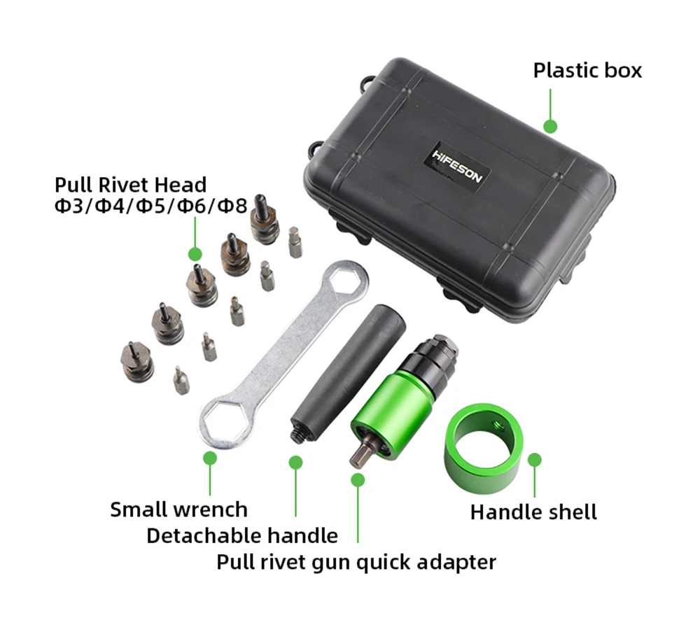 M3M4M5M6M8 Electric Rivet Gun Rivet Nut Gun Drill Bit Adapter Insert Nut Pull Riveting Tool, For Electric Drill/Hand Wrench