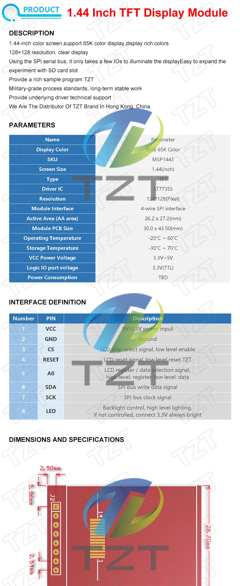 TFT Display 0.96/1.3/1.44/1.8/2.4/2.8/3.5 Inch TFT Full Color Screen LCD Module ST7735 ILI9341 Driver Interface SPI for Arduino