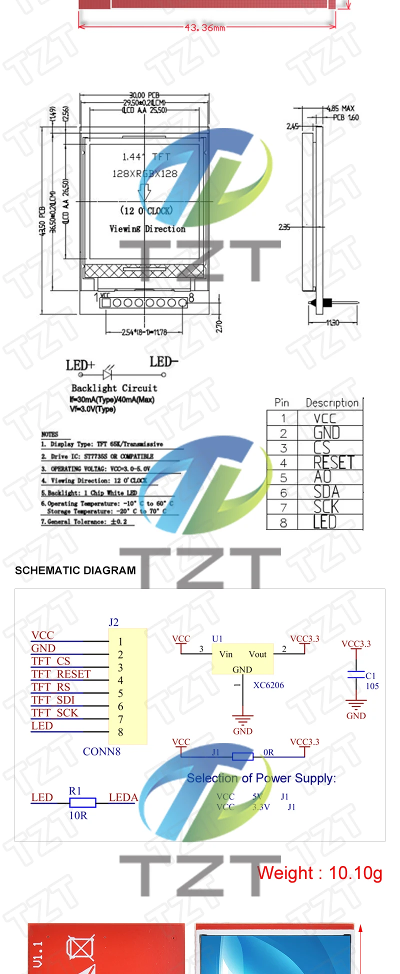 TFT Display 0.96/1.3/1.44/1.8/2.4/2.8/3.5 Inch TFT Full Color Screen LCD Module ST7735 ILI9341 Driver Interface SPI for Arduino