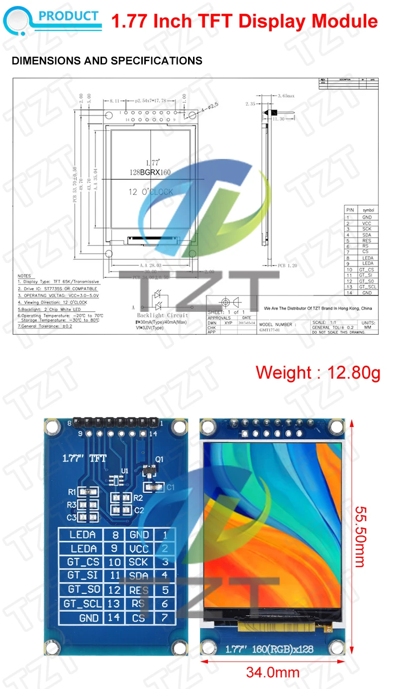 TFT Display 0.96/1.3/1.44/1.8/2.4/2.8/3.5 Inch TFT Full Color Screen LCD Module ST7735 ILI9341 Driver Interface SPI for Arduino