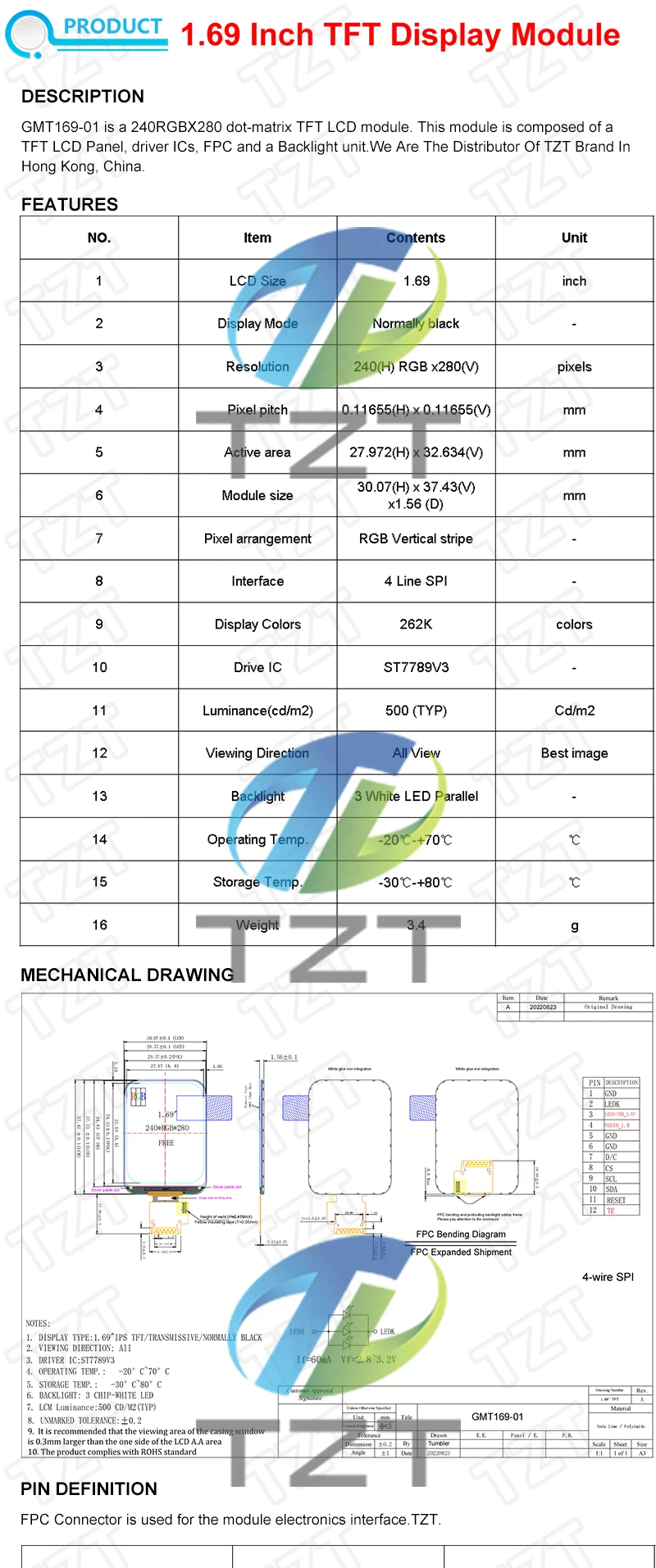 TFT Display 0.96/1.3/1.44/1.8/2.4/2.8/3.5 Inch TFT Full Color Screen LCD Module ST7735 ILI9341 Driver Interface SPI for Arduino