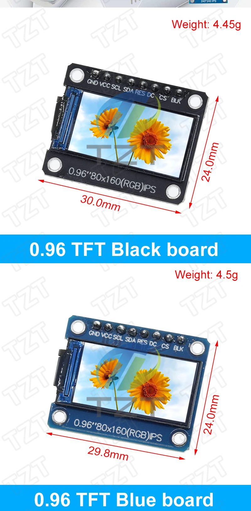 TFT Display 0.96/1.3/1.44/1.8/2.4/2.8/3.5 Inch TFT Full Color Screen LCD Module ST7735 ILI9341 Driver Interface SPI for Arduino