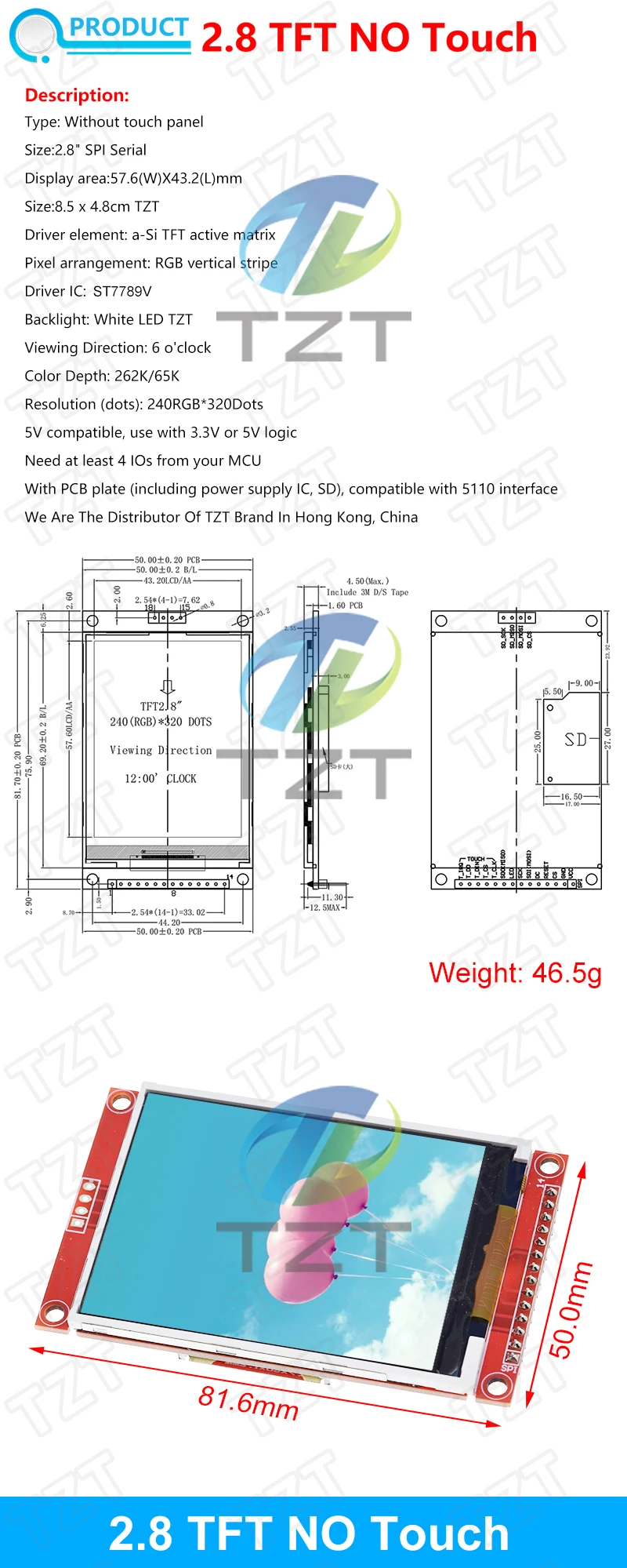 TFT Display 0.96/1.3/1.44/1.8/2.4/2.8/3.5 Inch TFT Full Color Screen LCD Module ST7735 ILI9341 Driver Interface SPI for Arduino