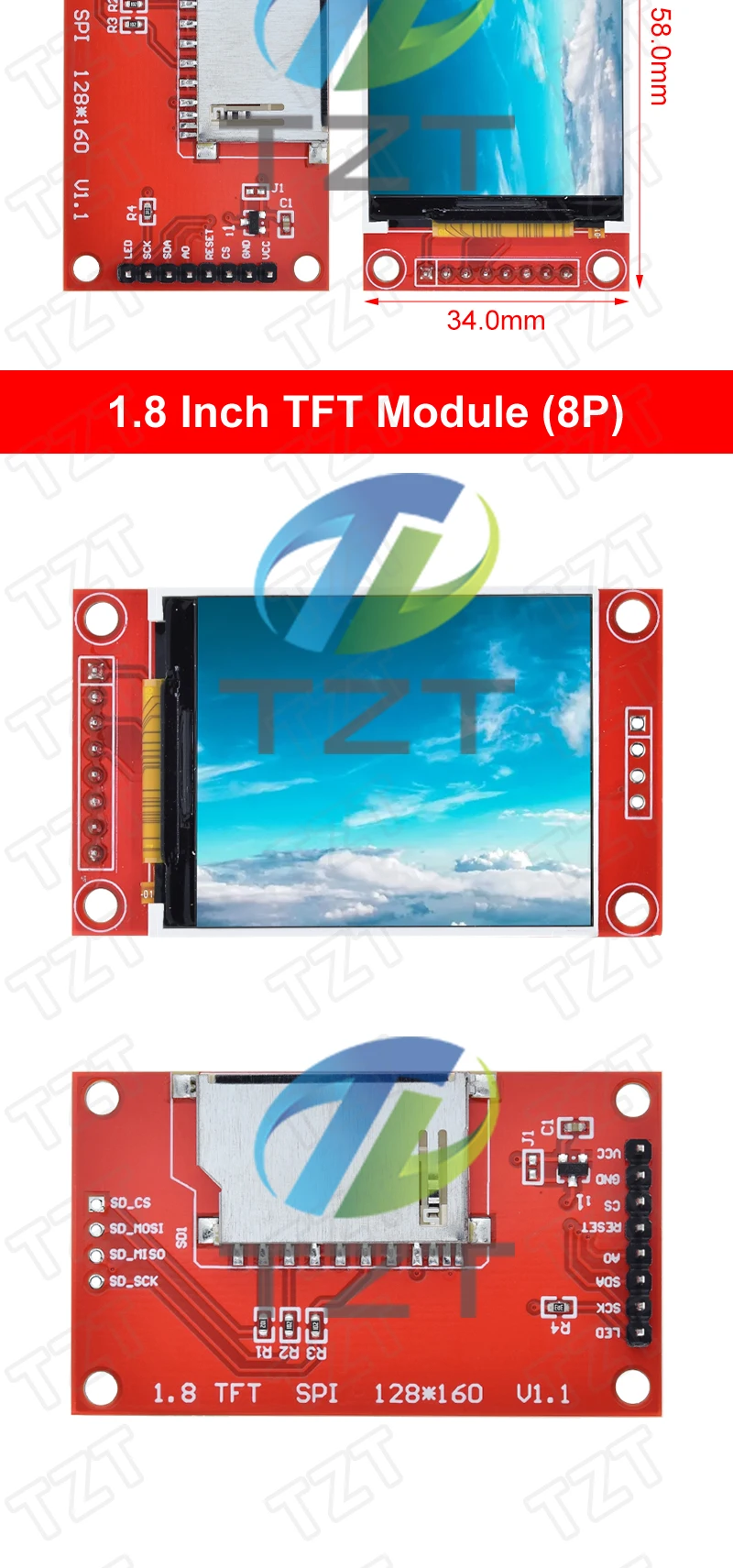 TFT Display 0.96/1.3/1.44/1.8/2.4/2.8/3.5 Inch TFT Full Color Screen LCD Module ST7735 ILI9341 Driver Interface SPI for Arduino