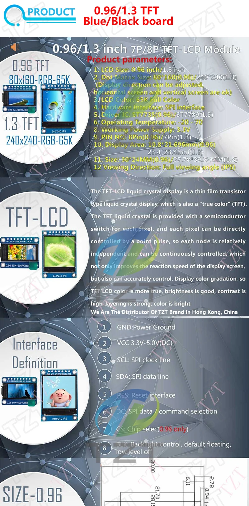 TFT Display 0.96/1.3/1.44/1.8/2.4/2.8/3.5 Inch TFT Full Color Screen LCD Module ST7735 ILI9341 Driver Interface SPI for Arduino