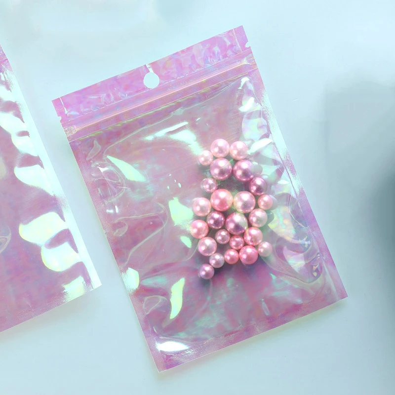 100pcs Bubble Bag Translucent Zip Lock Bags Holographic Storage Bag Xmas Gift Packaging Socks Sexy Lingerie Glove Cosmetics