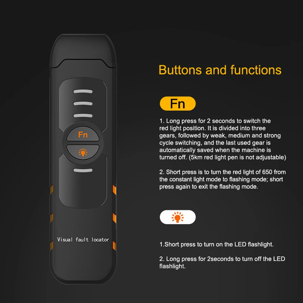 Handheld Optical Power Meter 5-30MW Fiber Optic Tester Pen VFL Red Light Optical Fiber Optic 5-30km Visual Fault Locator