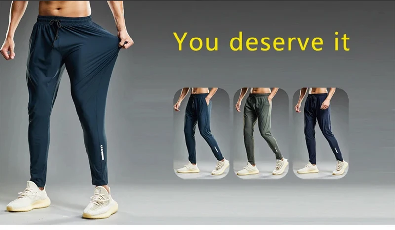 Summer Elastic Men Running Sport Pants Jogging Sweatpants Casual Outdoor Training Gym Fitness Trousers
