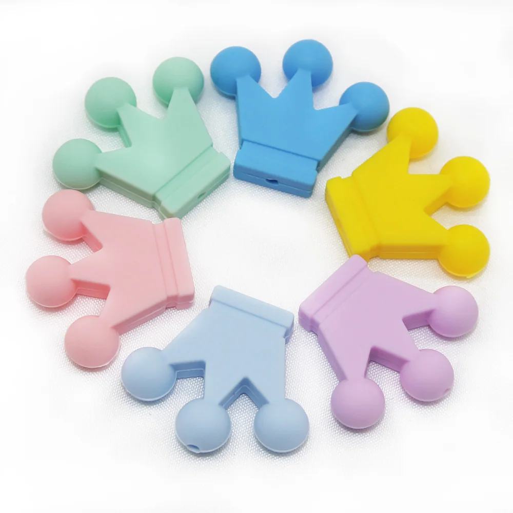Cute-Idea 10PCs Silicone Crown Beads Baby Teething Chewable Teether DIY Baby Pacifier Chain chew Toys Accessories Baby Products