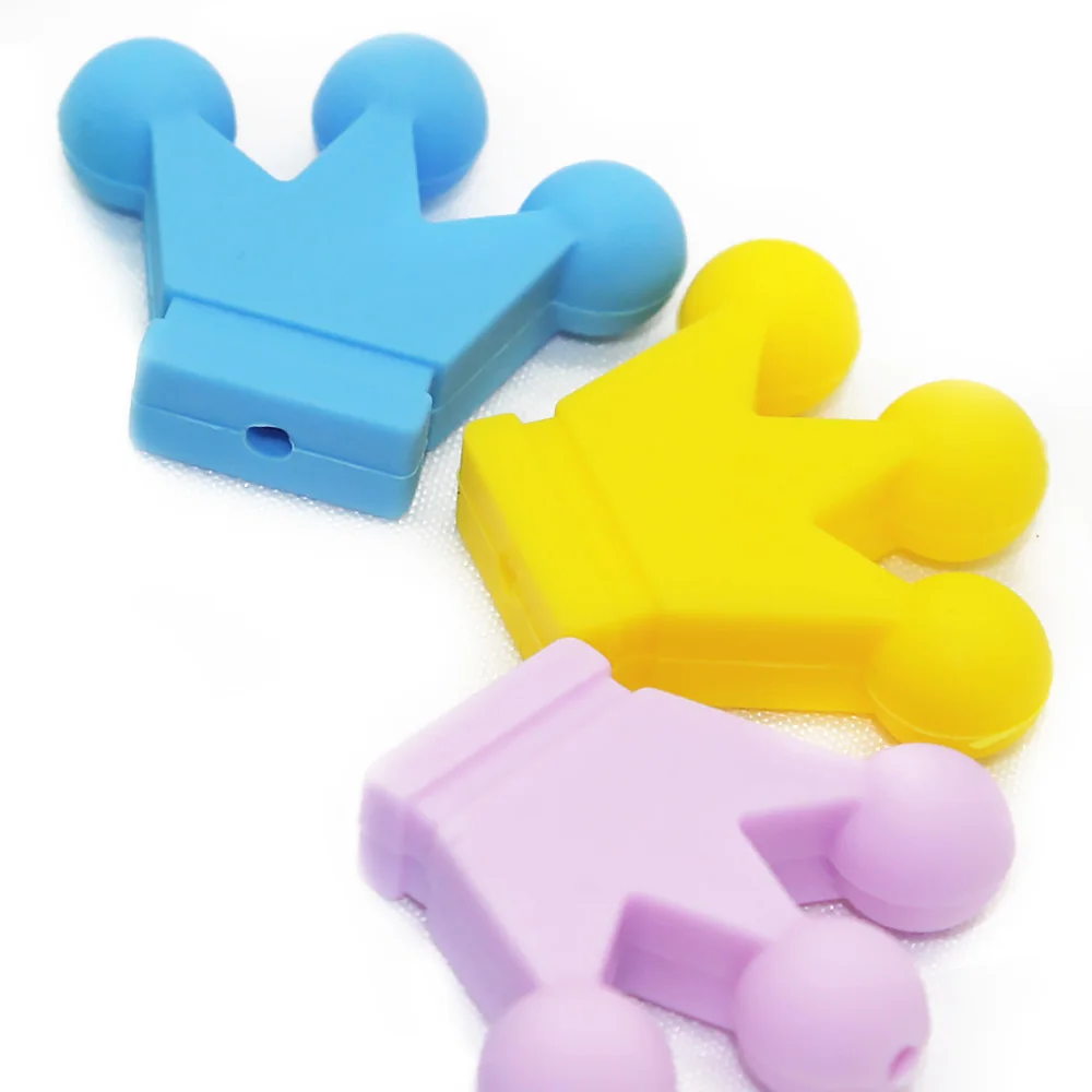 Cute-Idea 10PCs Silicone Crown Beads Baby Teething Chewable Teether DIY Baby Pacifier Chain chew Toys Accessories Baby Products