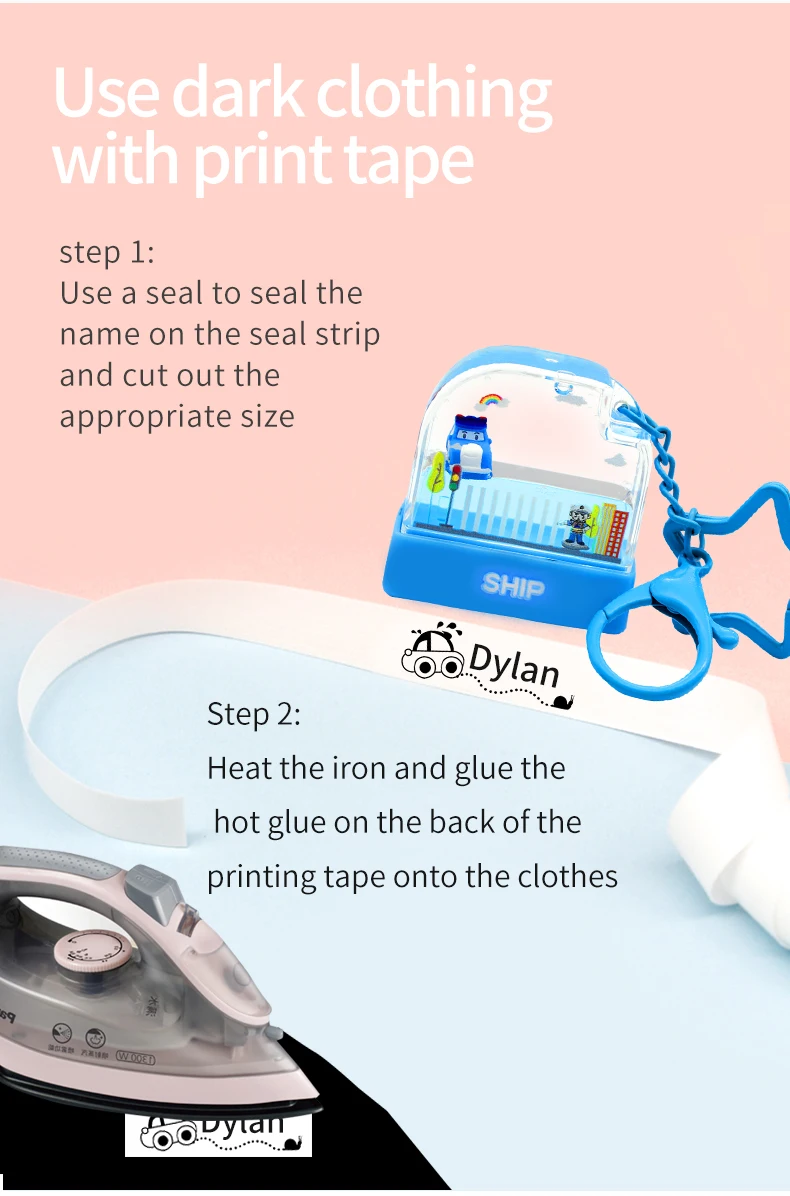Children's Hang buckle Seal Stamp Toy Baby Student Clothes Chapter Custom Name Word Waterproof Wash Not Faded Customized
