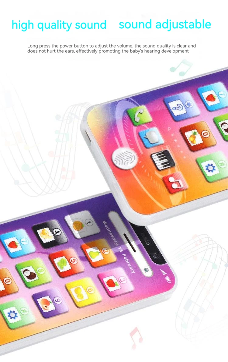Children Simulation Phone Baby Musical Early Educational Toys English Learning Cellphone with Light Sound Mobile Vocal Toy