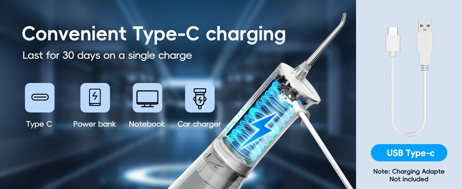 Electric Water Flosser Rechargeable Water Flossers for Teeth Clean Waterproof Flosser Portable Oral Irrigator 300ML Home Travel