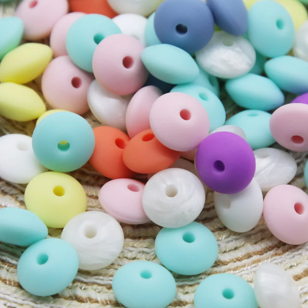 Cute-idea Baby Silicone Lentils Beads 100Pcs Baby Abacus Lentils teething beads infant Pacifier Chain Care toys Accessories gift