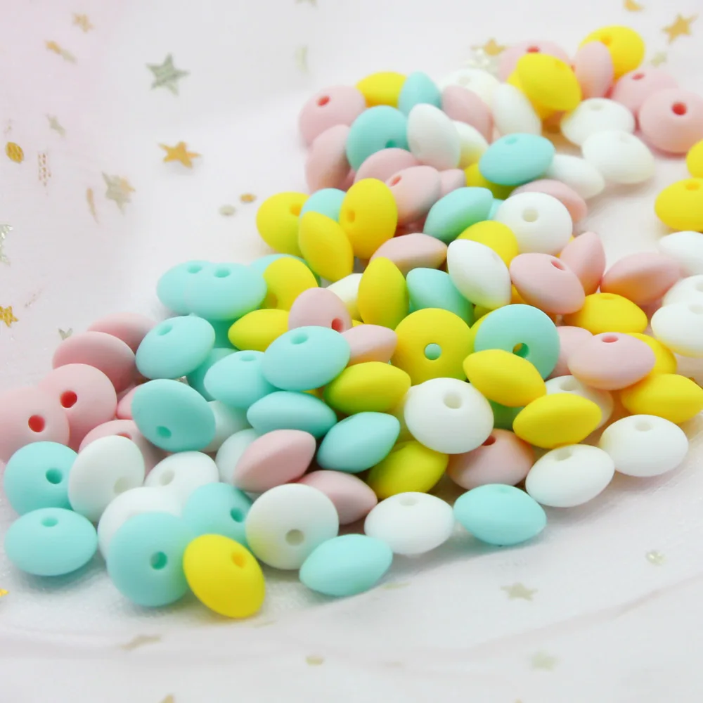 Cute-idea Baby Silicone Lentils Beads 100Pcs Baby Abacus Lentils teething beads infant Pacifier Chain Care toys Accessories gift