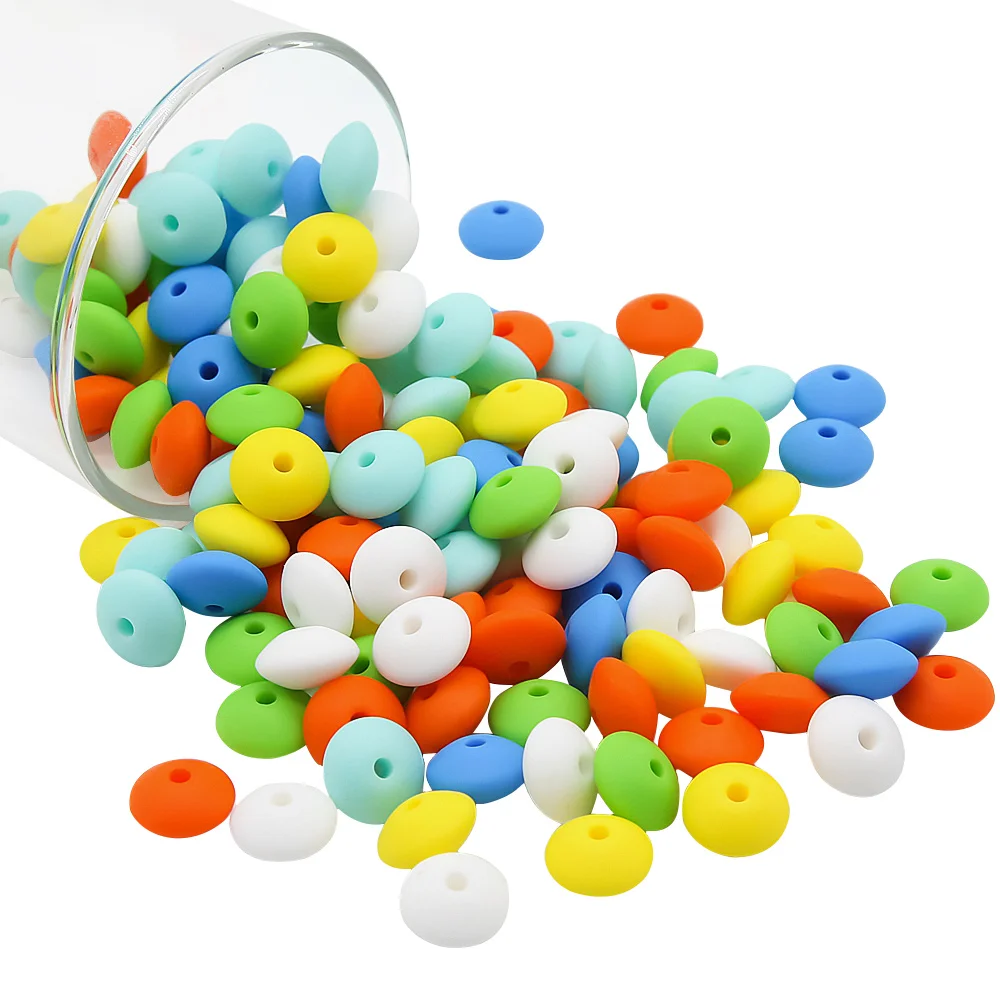 Cute-idea Baby Silicone Lentils Beads 100Pcs Baby Abacus Lentils teething beads infant Pacifier Chain Care toys Accessories gift