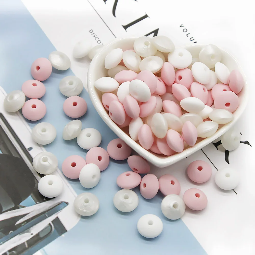 Cute-idea Baby Silicone Lentils Beads 100Pcs Baby Abacus Lentils teething beads infant Pacifier Chain Care toys Accessories gift