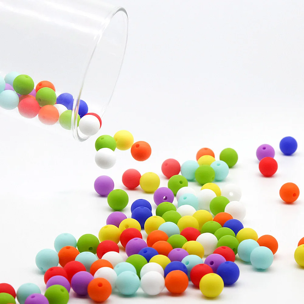Cute-Idea 50Pcs Silicone Beads 9mm Baby Chewable Rounds Pearl Teether Infants Pacifier Pendant Toys Accessories Baby Products