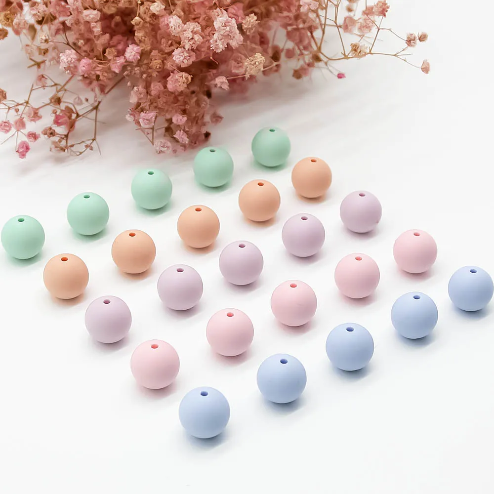 Cute-Idea 50Pcs Silicone Beads 9mm Baby Chewable Rounds Pearl Teether Infants Pacifier Pendant Toys Accessories Baby Products