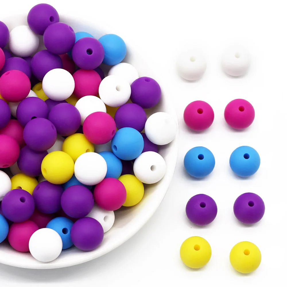 Cute-Idea 50Pcs Silicone Beads 9mm Baby Chewable Rounds Pearl Teether Infants Pacifier Pendant Toys Accessories Baby Products